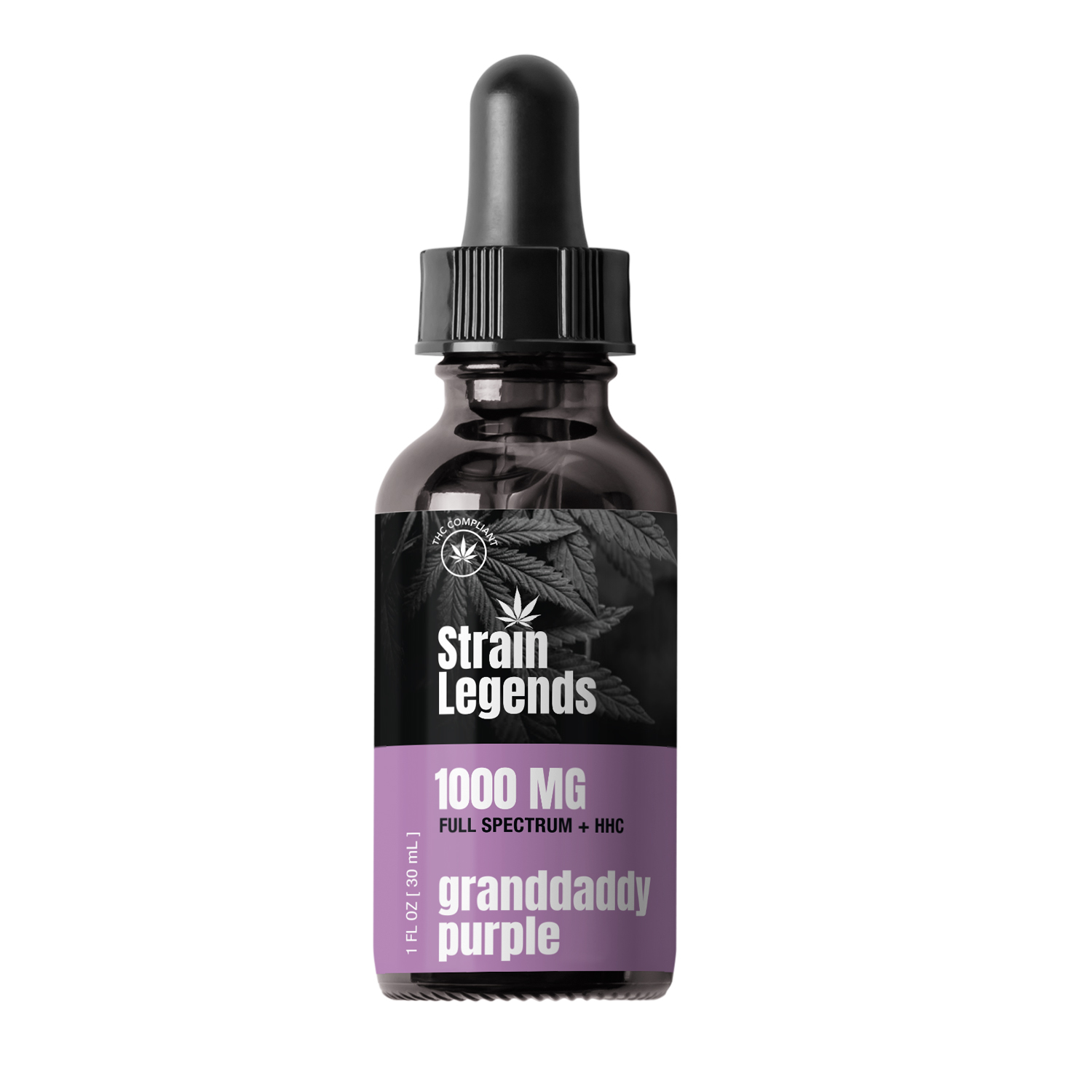 Strain Legends 1000 mg Full Spectrum + HHC Tincture, Granddaddy Purple