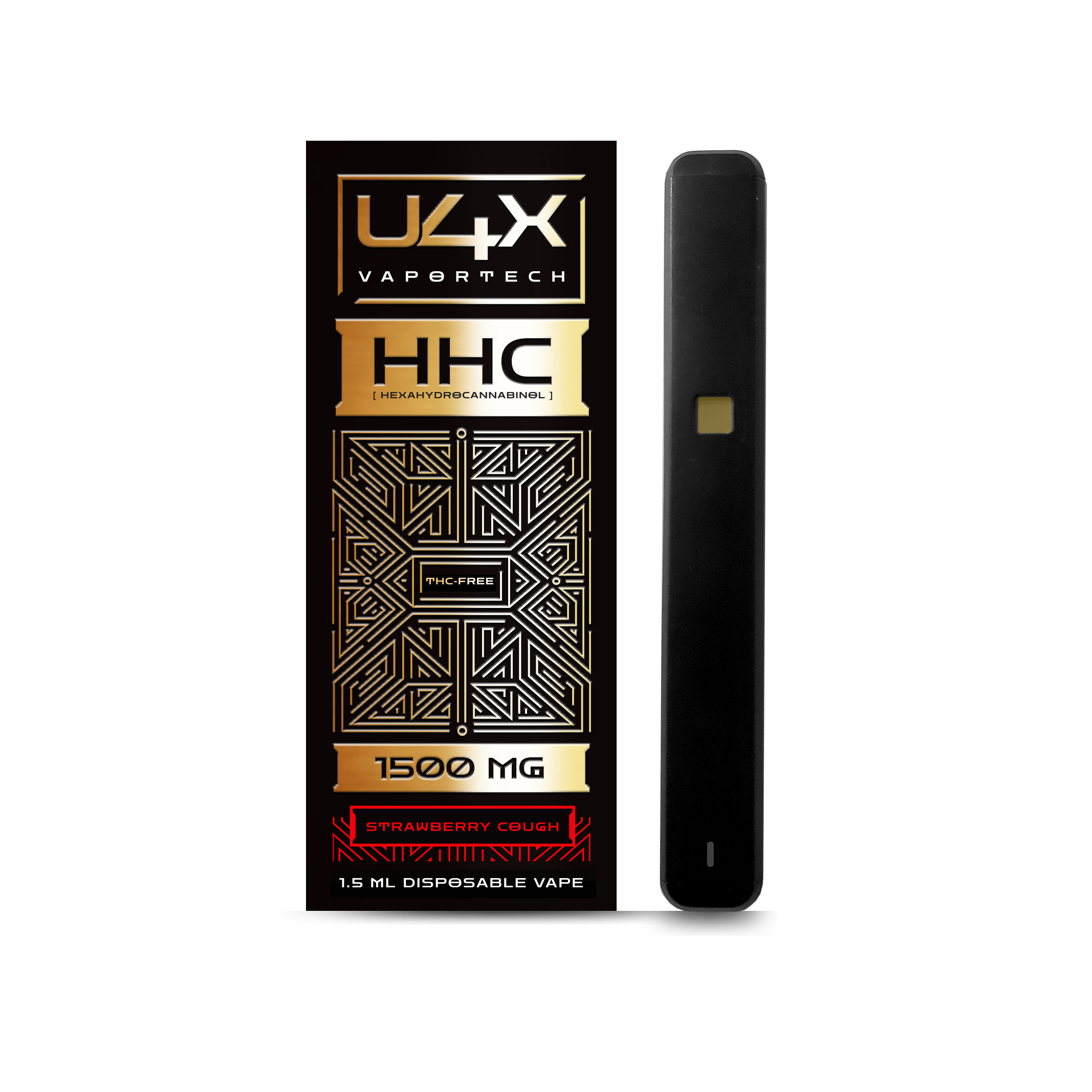 U4X Vaportech 1500 mg HHC Disposable Vape Pen - Strawberry Cough