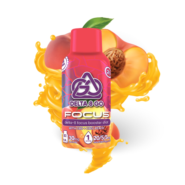 delta 8 thc focus booster drink peach flavored with cbd and cbg