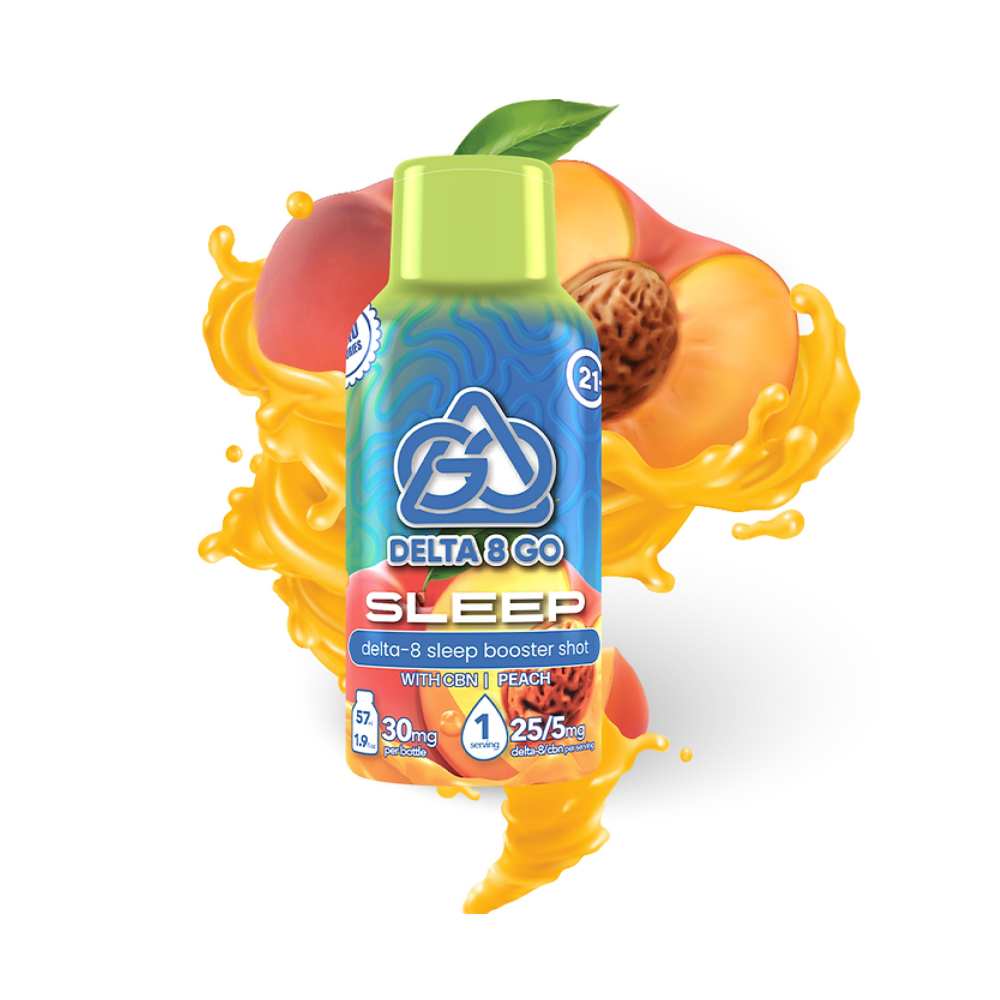 Delta 8 Go peach flavored sleep booster shot peach flavor