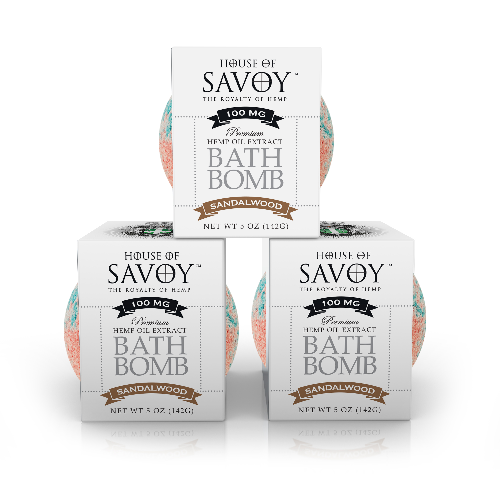 House of Savoy 100 mg CBD Bath Bombs - Sandalwood - 3 pack