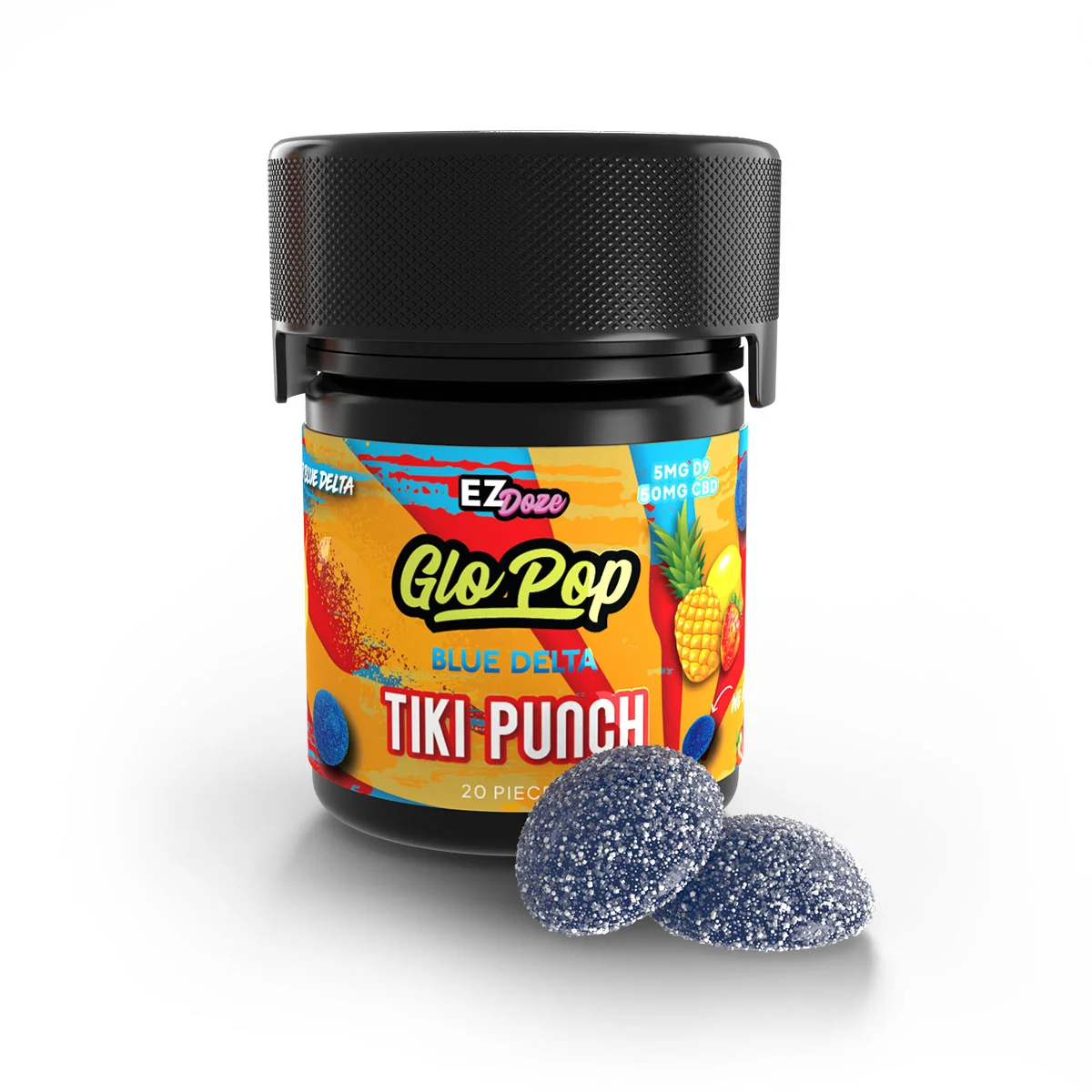 GloPop EZDoze Blue Delta Gummies Tiki Punch